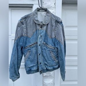 Vintage Guess Marciano Back To The Future Guess 2 Tone Denim Jean Jacket Large.